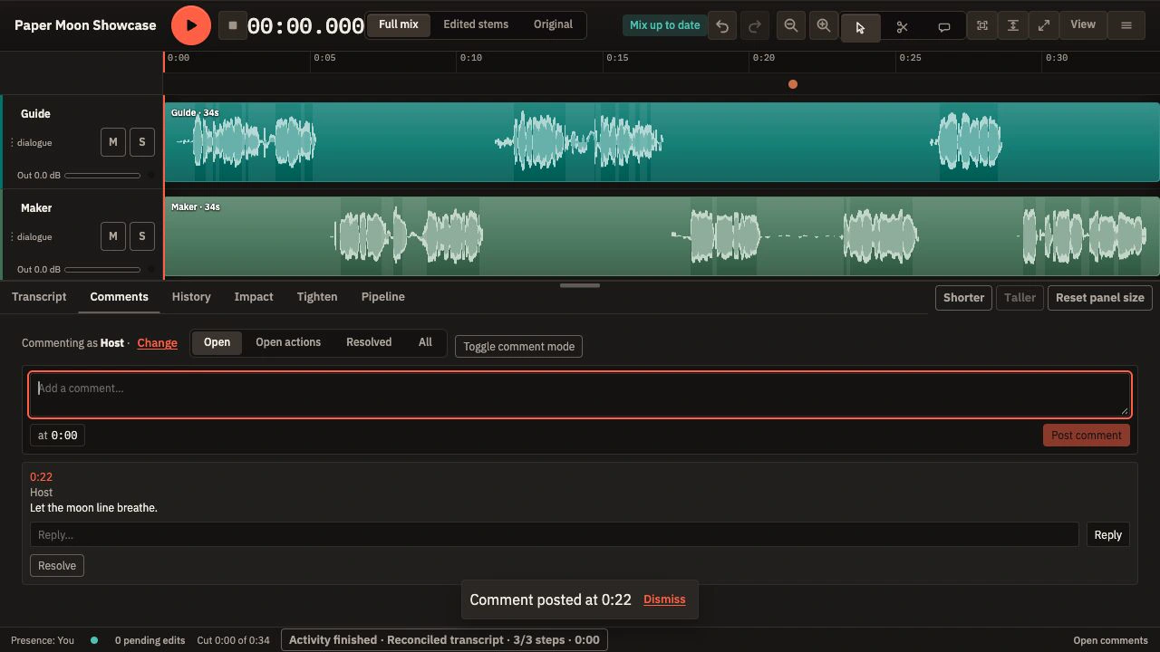 Add feedback at a precise moment in the host editor.